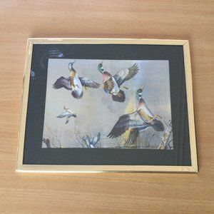 Metal Framed metallic foil art print birds Canada goose